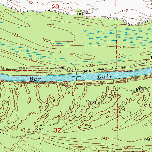 Topographic Map of Bar Lake, AR