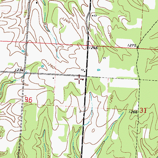 Topographic Map of Five Points School (historical), MO