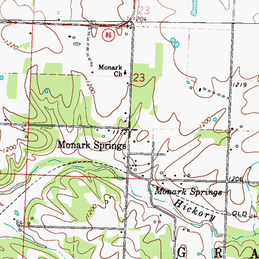 Topographic Map of Monark School (historical), MO
