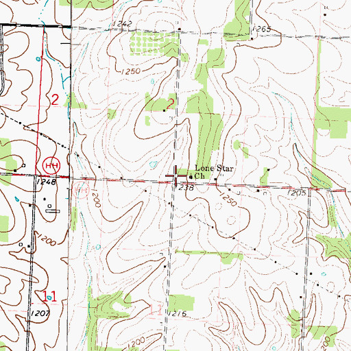 Topographic Map of Lone Star School (historical), MO