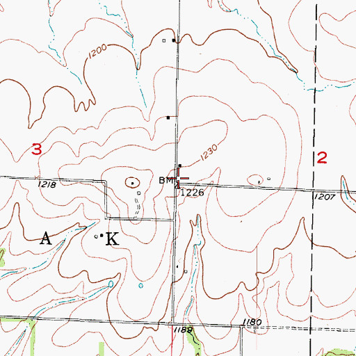 Topographic Map of Cross School (historical), MO
