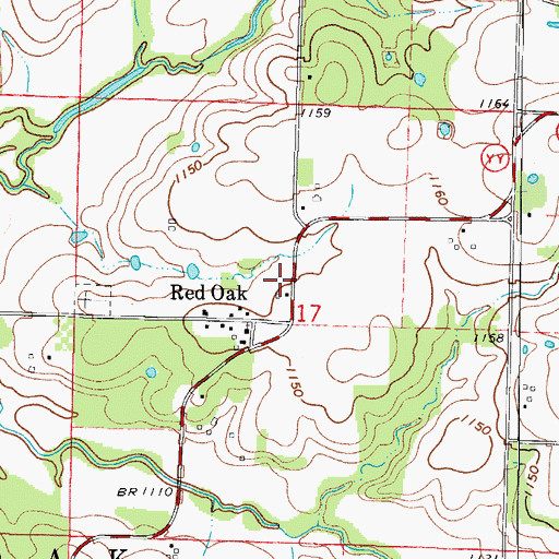 Topographic Map of Red Oak School (historical), MO