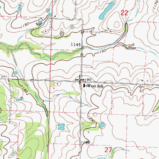 Topographic Map of Shaffer School (historical), MO