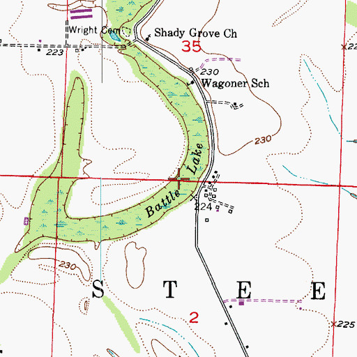 Topographic Map of Battle Lake, AR