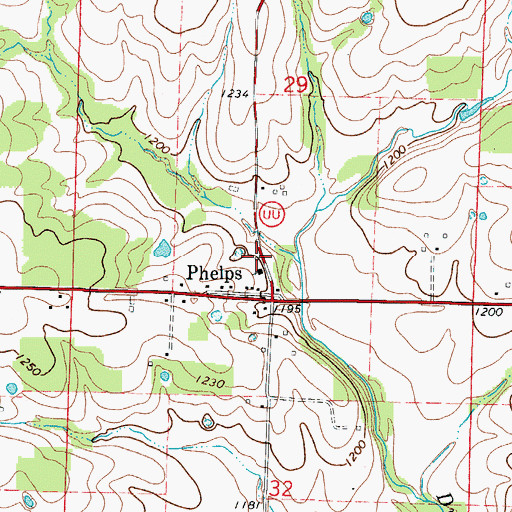 Topographic Map of Phelps School (historical), MO