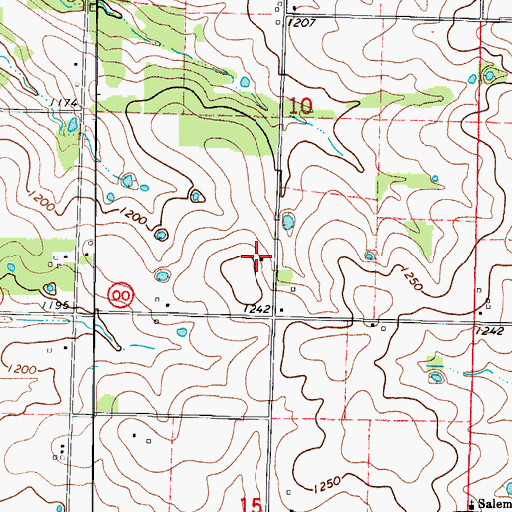 Topographic Map of Center School (historical), MO