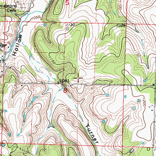 Topographic Map of South Sycamore School (historical), MO