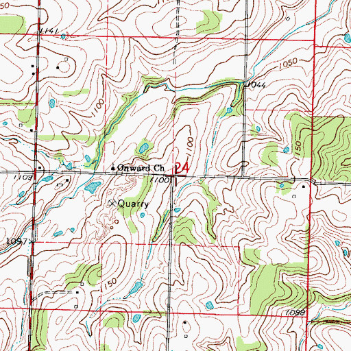 Topographic Map of Onward School (historical), MO