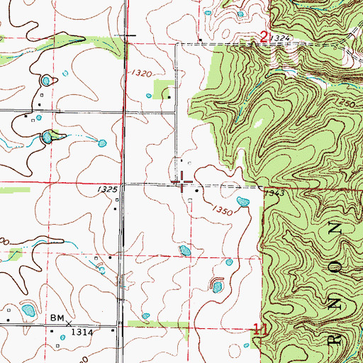 Topographic Map of Spencer School (historical), MO