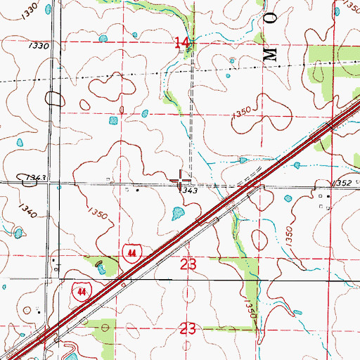 Topographic Map of Concord School (historical), MO