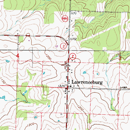 Topographic Map of Lawrenceburg School (historical), MO
