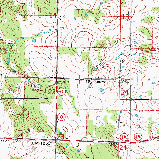 Topographic Map of Sycamore School (historical), MO