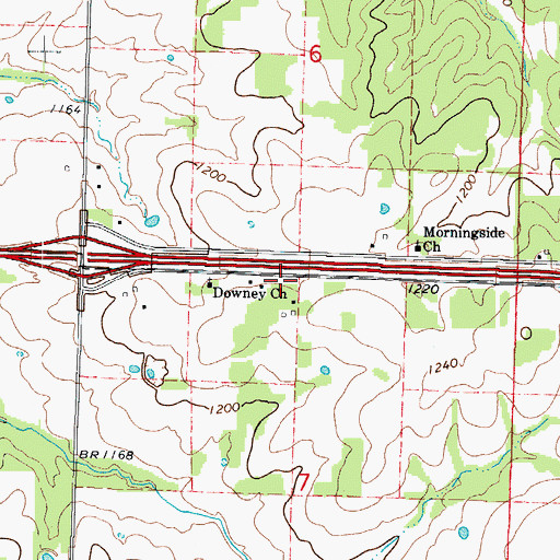Topographic Map of Downey School (historical), MO
