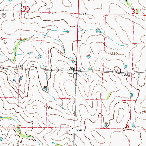 Topographic Map of Number Seven School (historical), MO