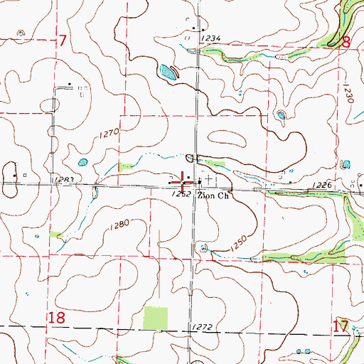 Topographic Map of German School (historical), MO