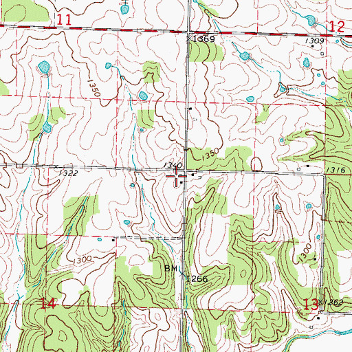 Topographic Map of Oakland School (historical), MO