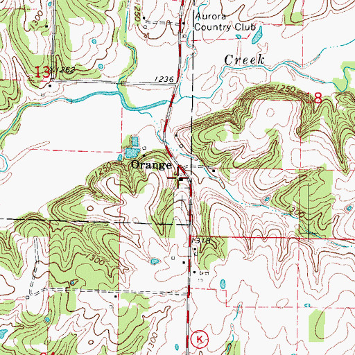 Topographic Map of Orange Church, MO