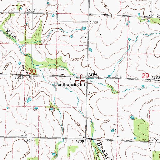 Topographic Map of Elm Branch School (historical), MO