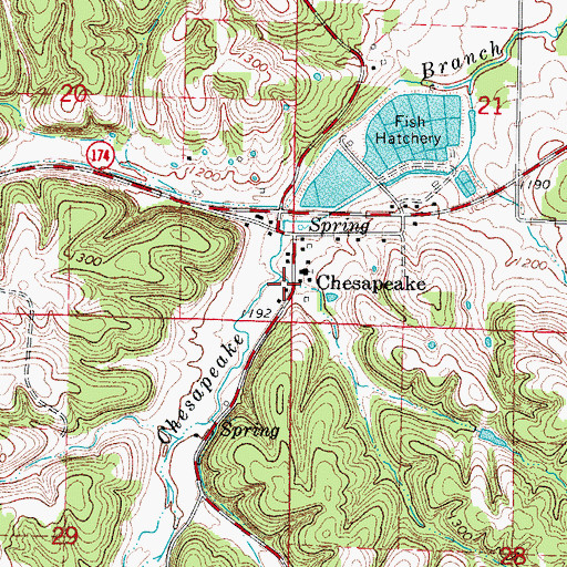 Topographic Map of Chesapeake School (historical), MO