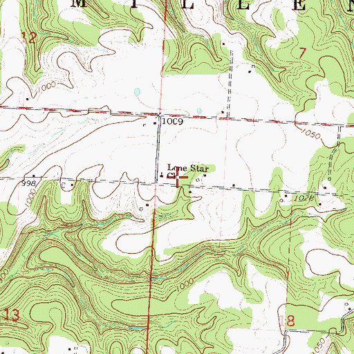 Topographic Map of Lone Star School (historical), MO
