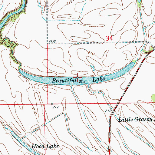 Topographic Map of Beautiful Lake, AR