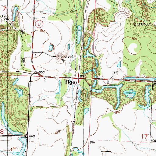 Topographic Map of Tiger, MO