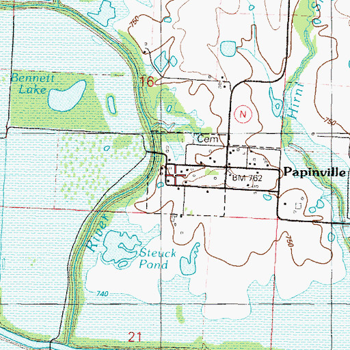 Topographic Map of Papinsville School (historical), MO