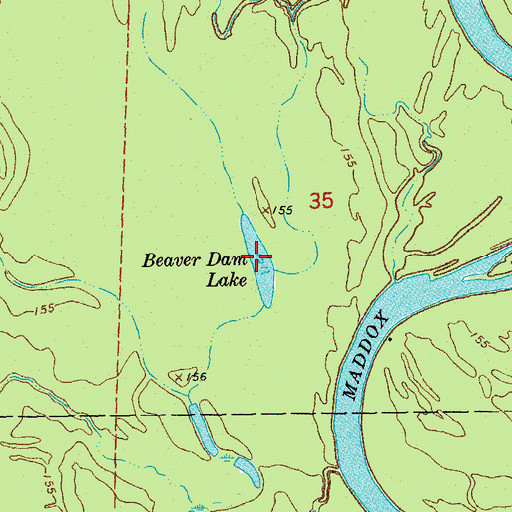 Topographic Map of Beaver Dam Lake, AR