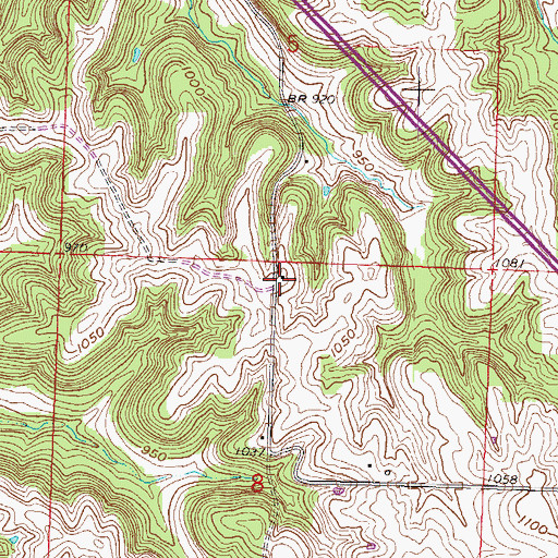Topographic Map of Goodloe School, MO