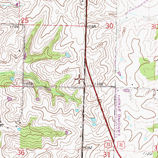 Topographic Map of Bennett Lane School (historical), MO
