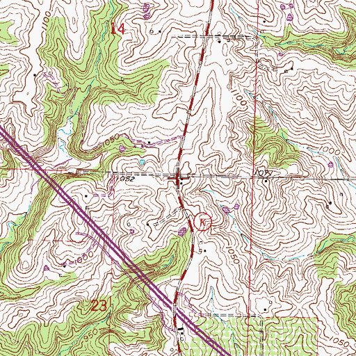 Topographic Map of Liggett School, MO