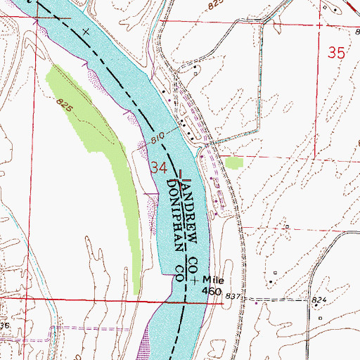 Topographic Map of Nodaway Island School (historical), MO