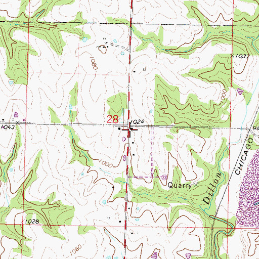 Topographic Map of Barr School, MO