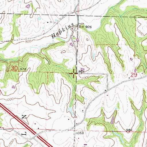 Topographic Map of Washington School, MO