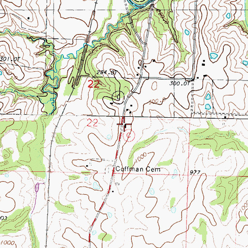 Topographic Map of Coffman School, MO