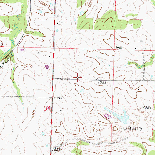 Topographic Map of Mount Pleasant School (historical), MO