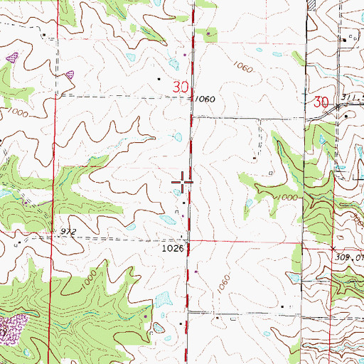 Topographic Map of Woodlawn School, MO