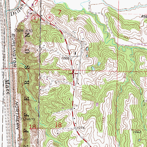 Topographic Map of Riverview School (historical), MO