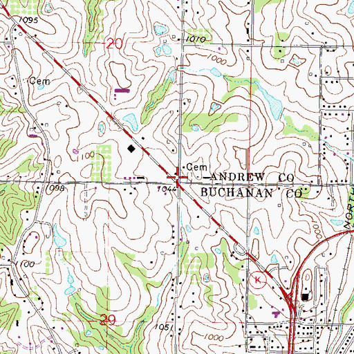 Topographic Map of Green Valley Church (historical), MO