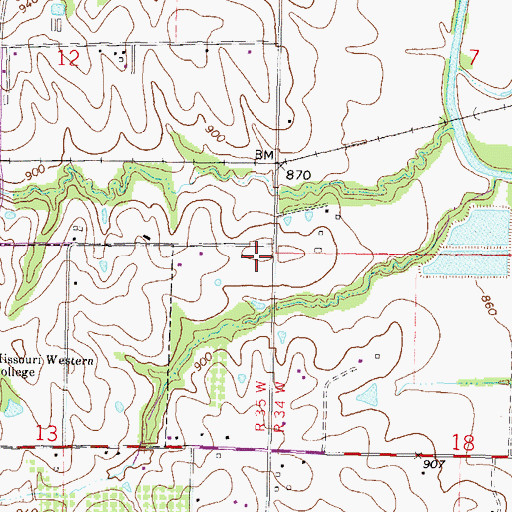 Topographic Map of Riverview School (historical), MO