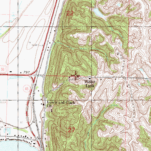 Topographic Map of Fairview School, MO