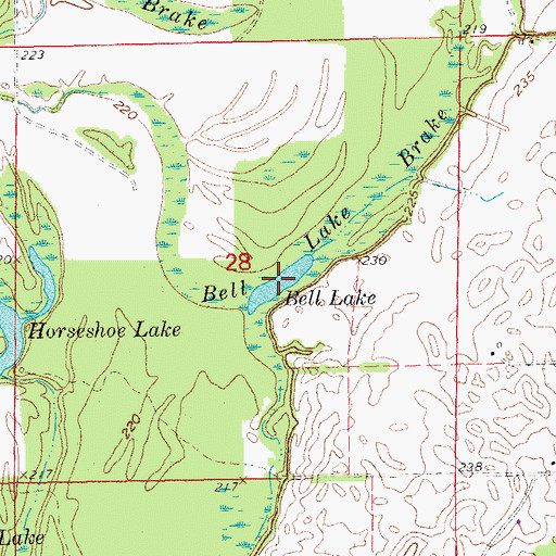Topographic Map of Bell Lake, AR