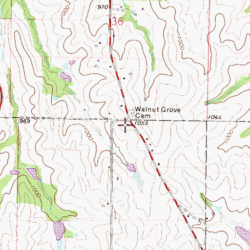 Topographic Map of Walnut Grove School, MO