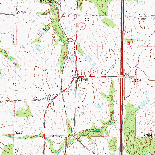 Topographic Map of Oak Hill School, MO