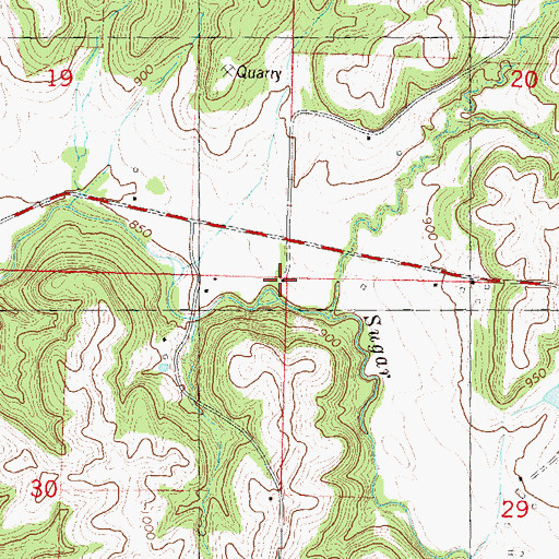 Topographic Map of Valley Chapel School, MO