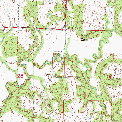 Topographic Map of Jones School (historical), MO