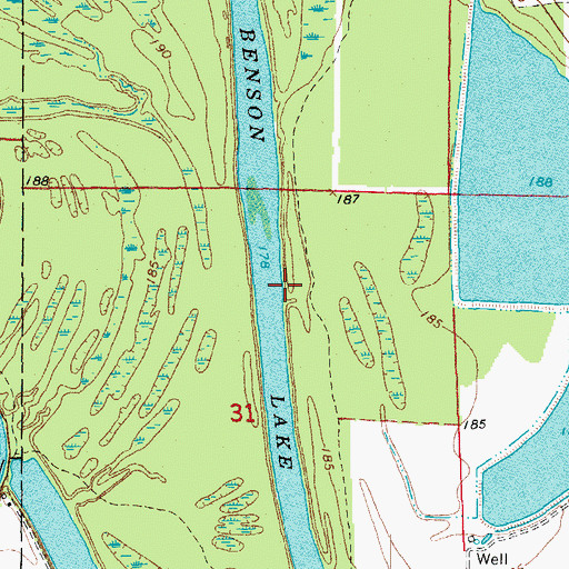 Topographic Map of Benson Lake, AR