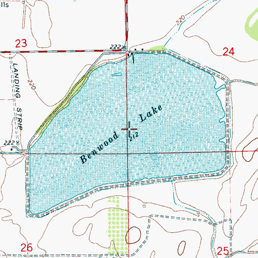 Topographic Map of Benwood Lake, AR