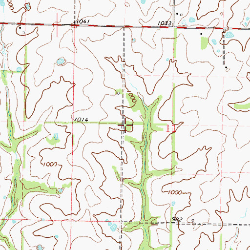 Topographic Map of Pleasant Prairie School (historical), MO