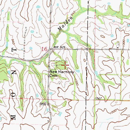 Topographic Map of New Harmony Church (historical), MO